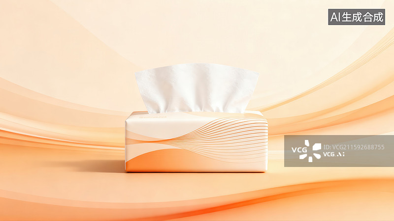【AI数字艺术】简约暖调抽纸产品创意展示图图片素材
