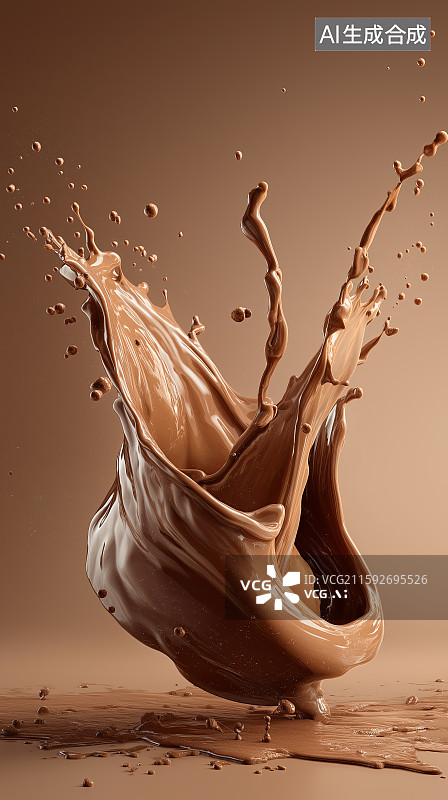 【AI数字艺术】巧克力牛奶飞溅在空中图片素材