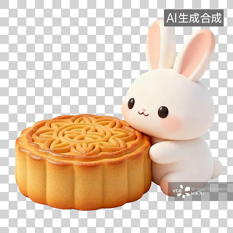 【AI数字艺术】中秋节元素3D卡通萌系月亮月饼月兔桂花螃蟹美食等免抠图图片素材