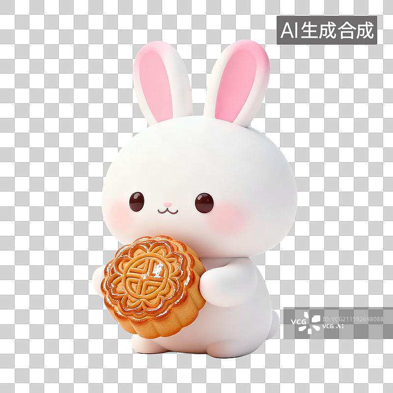 【AI数字艺术】中秋节元素3D卡通萌系月亮月饼月兔桂花螃蟹美食等免抠图图片素材