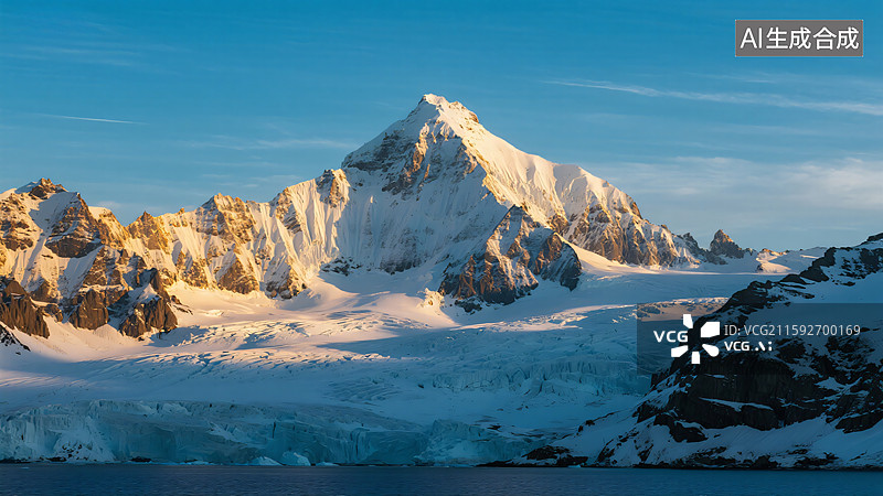 【AI数字艺术】低机位雪山：冰峰壮丽图片素材
