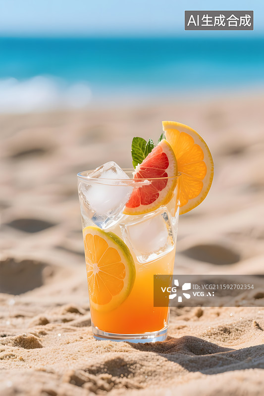 【AI数字艺术】热带风情饮品度假时光图片素材