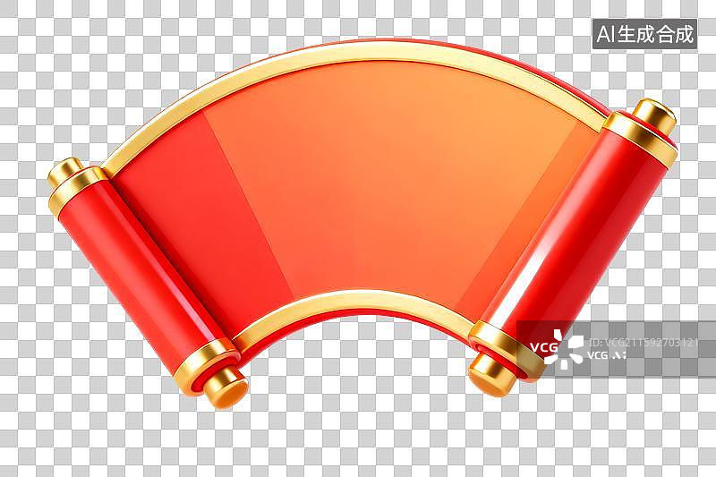 【AI数字艺术】3D立体中国传统国潮风可爱的卷轴免抠元素图片素材