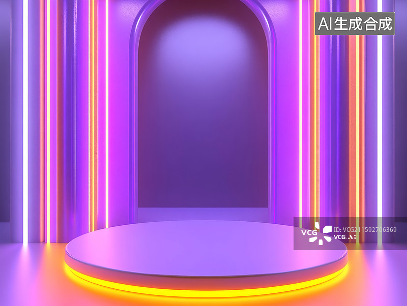 【AI数字艺术】霓虹光效舞台图片素材
