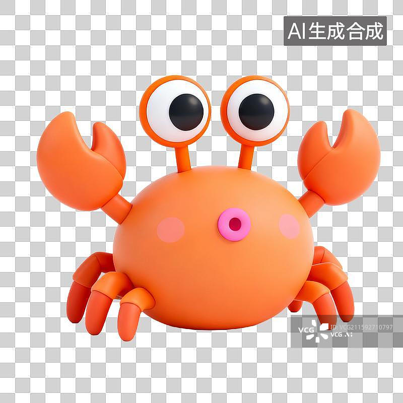 【AI数字艺术】3D立体可爱的螃蟹元素图片素材