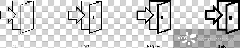 登录图标，细体、常规体和粗体风格图片素材
