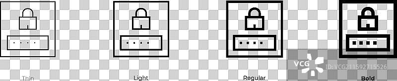 登录图标，细体、常规体和粗体风格图片素材