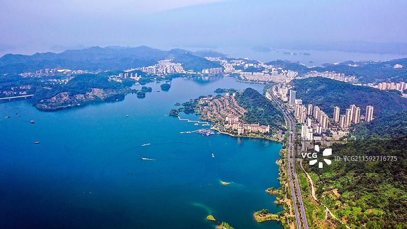 航拍千岛湖钓鱼岛图片素材