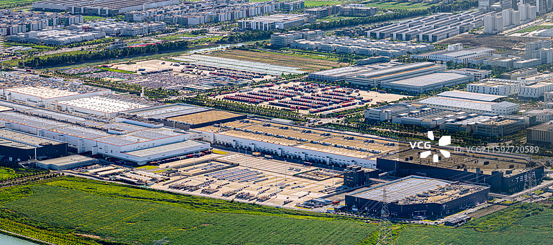 特斯拉上海超级工厂 临港自贸区新能源汽车产业链 上海临港产业区 投资上海 新质生产力 中国制造业图片素材