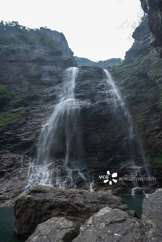 庐山三叠泉瀑布照片 悬崖瀑布流水自然景观图片素材