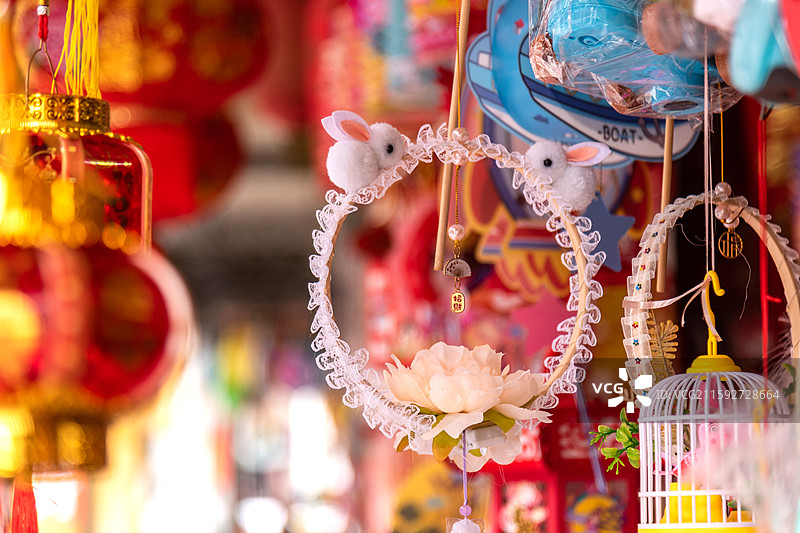 兔子造型迷你花灯中秋节灯笼图片素材