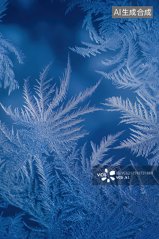 【AI数字艺术】玻璃上的冰花图片素材
