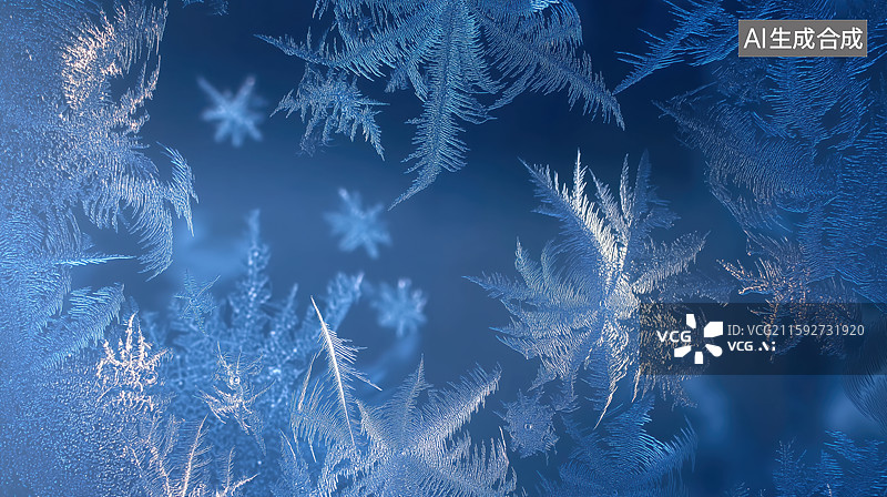 【AI数字艺术】玻璃上的冰花图片素材