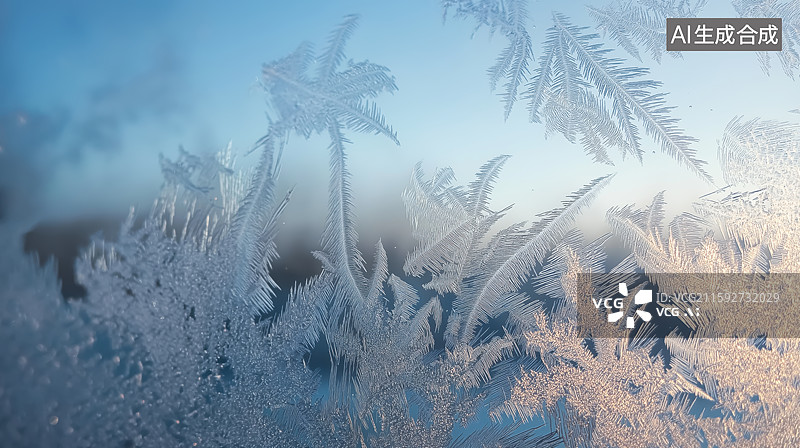 【AI数字艺术】玻璃上的冰花图片素材