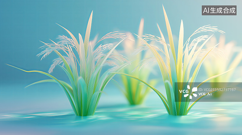 【AI数字艺术】秋天丰收主题背景——水稻与稻穗图片素材