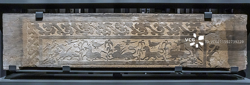 陕西省西安碑林博物馆瑞兽，嘉禾画像东汉25-220年1951年出土于绥德县快华岭图片素材