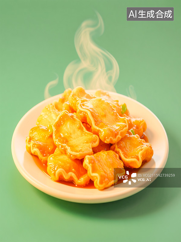 【AI数字艺术】中餐美食锅包肉溜肉段糖醋里脊家常菜小炒肉热气腾腾年夜饭团圆饭餐厅外卖菜单3D渲染风格卡通插画餐饮广告图片素材