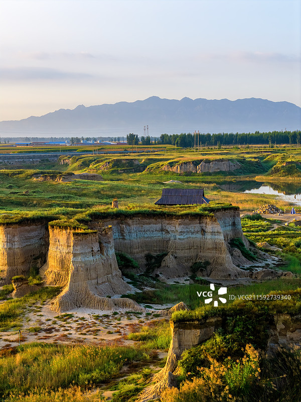 山西大同土林地质公园航拍图片素材