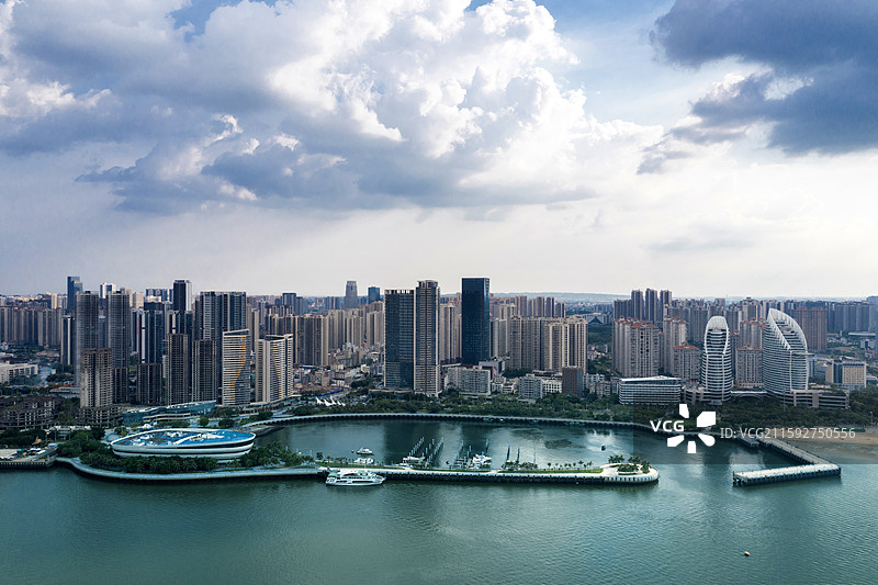 城市风光高视角湛江金沙湾图片素材