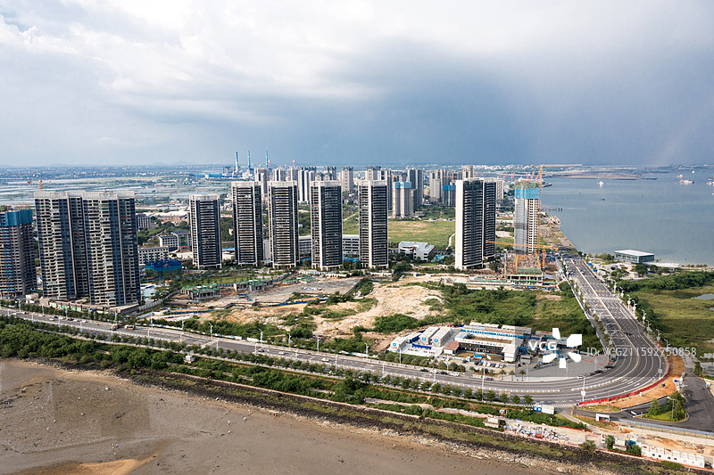 城市风光高视角湛江图片素材