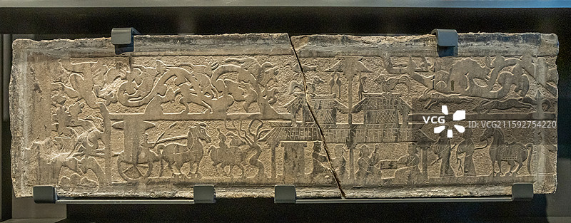 陕西省西安碑林博物馆家居，六博画像东汉25-220年1956年征集于绥德县义和镇图片素材