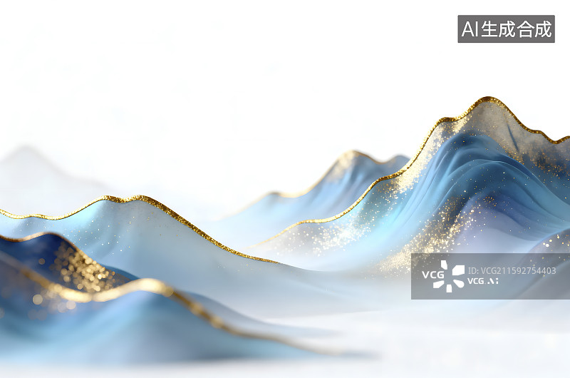 【AI数字艺术】国风鎏金山水画图片素材