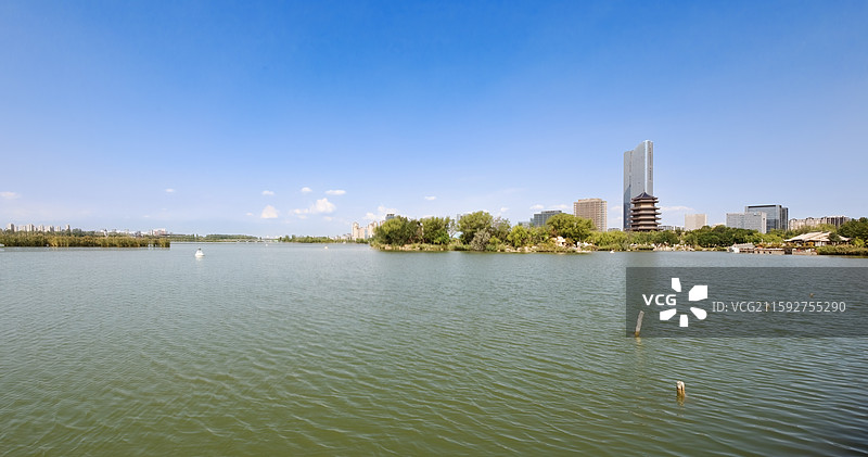 宁夏银川秋天阅海湖美景图片素材