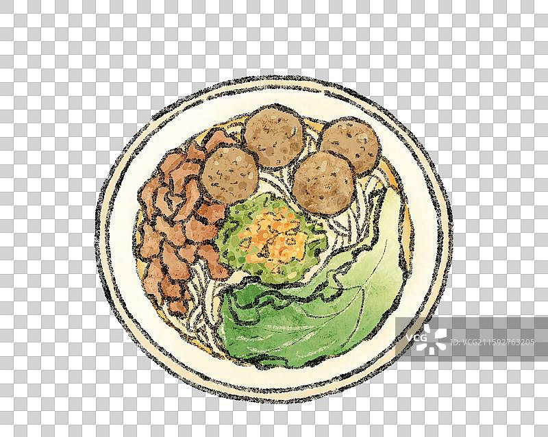 潮汕美食插画-粿条汤图片素材