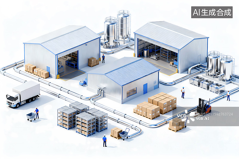 【AI数字艺术】智慧自动化工厂货运运输仓储式物流图片素材