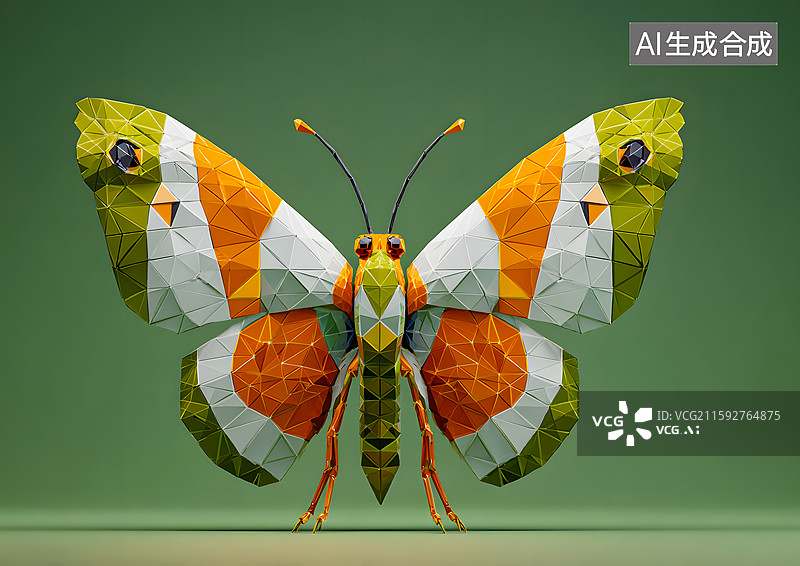 【AI数字艺术】一只折纸卡通风格蝴蝶图片素材