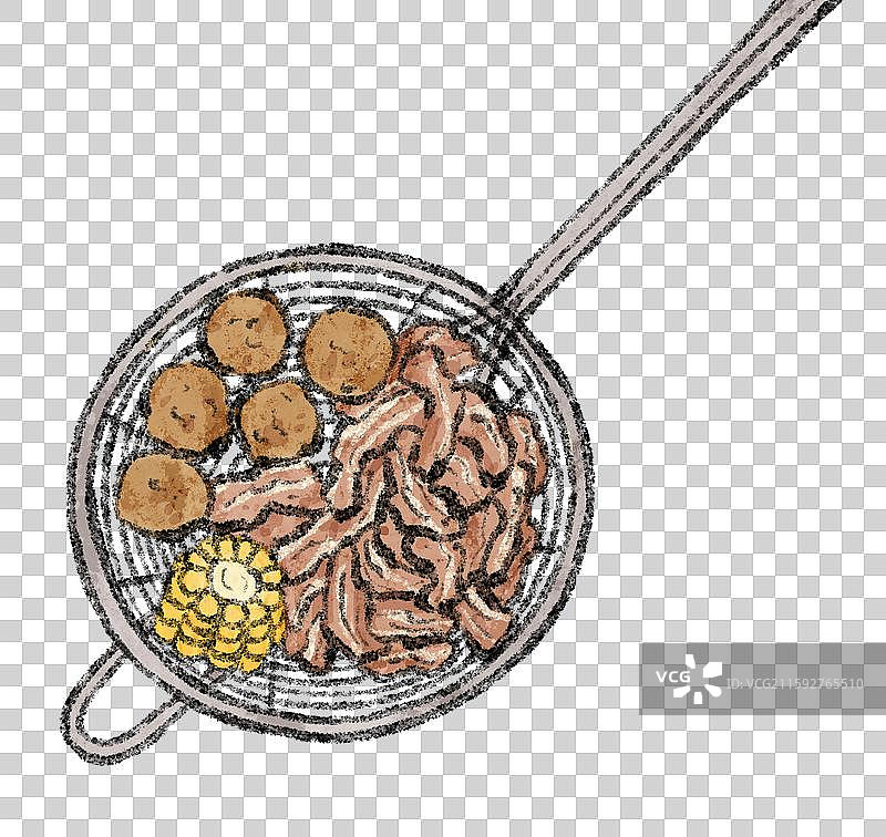 潮汕美食插画-牛肉火锅图片素材