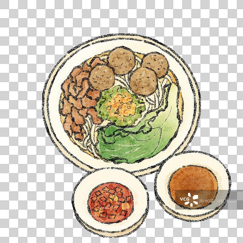 潮汕美食插画-粿条汤图片素材