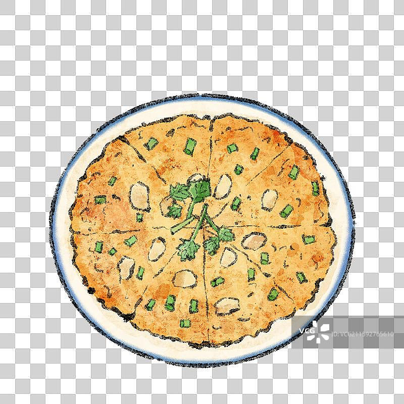 潮汕美食插画-蚝烙图片素材