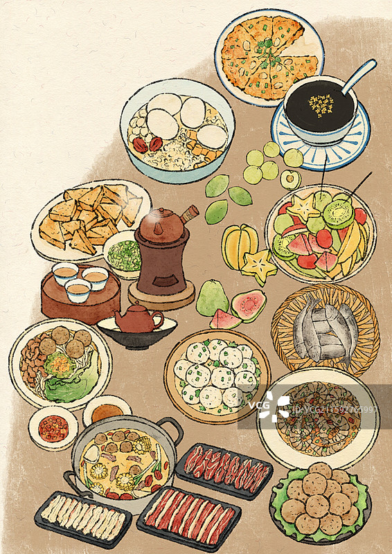 潮汕美食插画图片素材