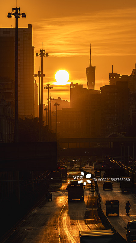 广州日出大道图片素材