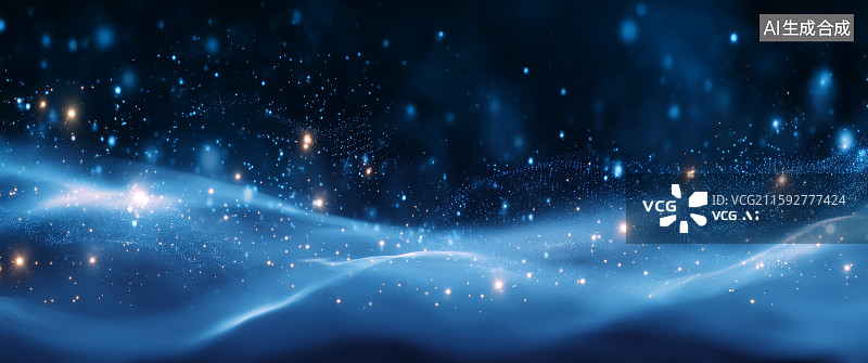 【AI数字艺术】蓝色星尘波浪背景图片素材