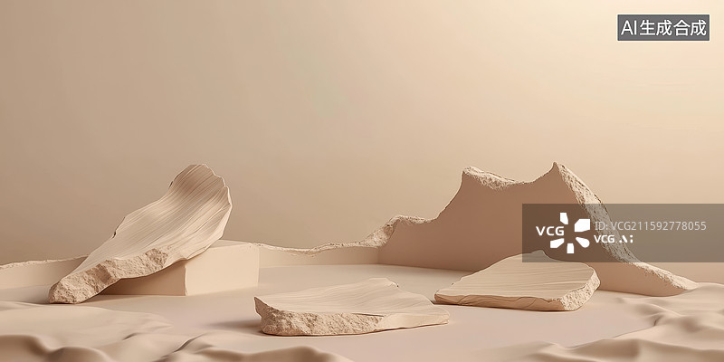 【AI数字艺术】抽象岩石形态的静物展示图片素材