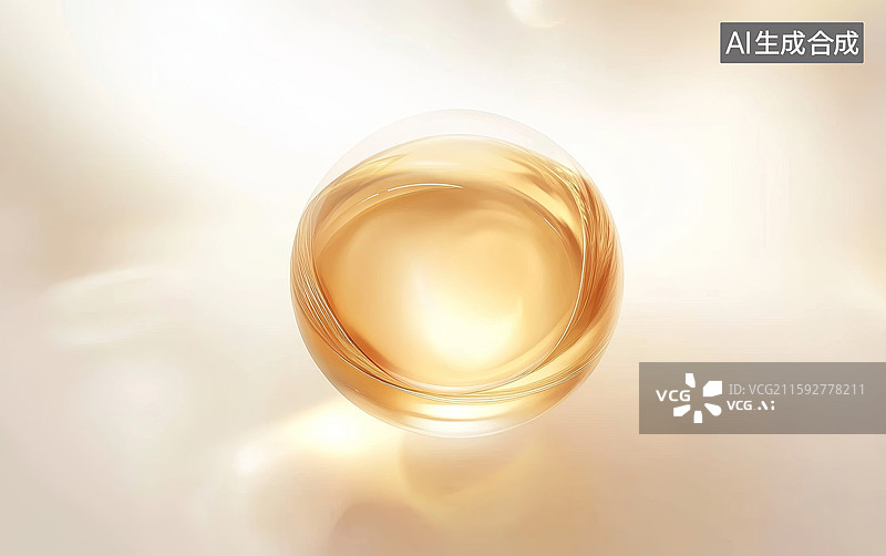 【AI数字艺术】透明容器中的金色液体图片素材