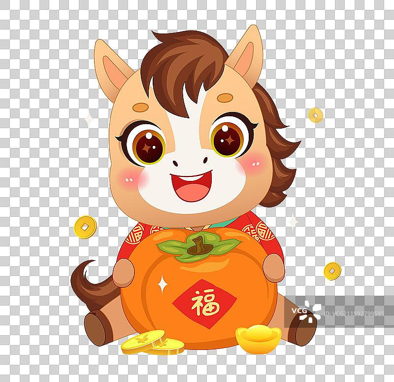 2026年马年十二生肖国潮风IP卡通人物马吉祥物插画图片素材