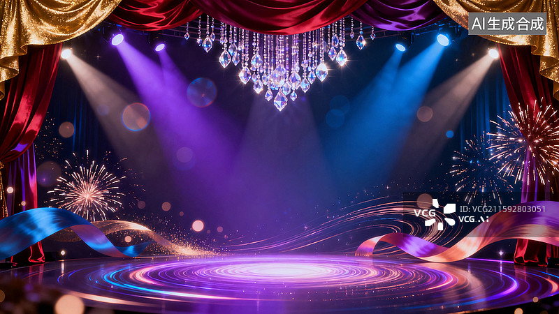 【AI数字艺术】炫彩风格的晚会舞台设计图片素材
