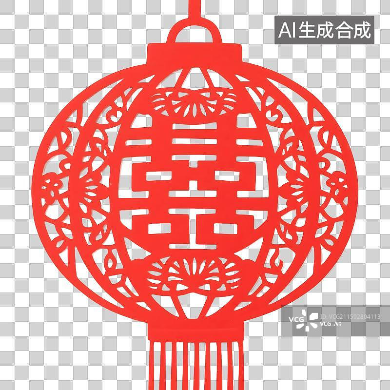 【AI数字艺术】红色双喜字灯笼装饰图片素材