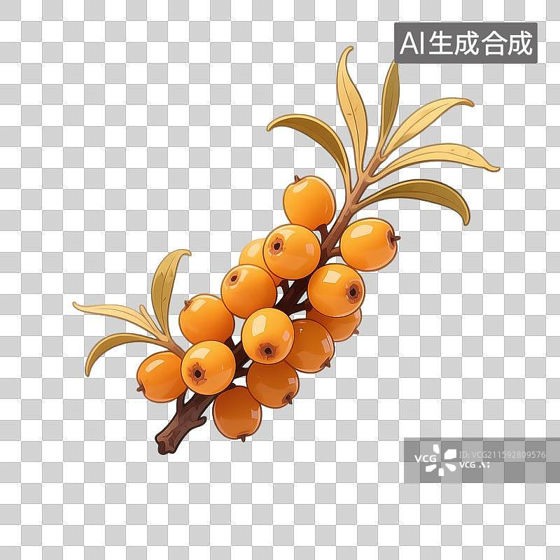 【AI数字艺术】橙色果实树枝叶图片素材
