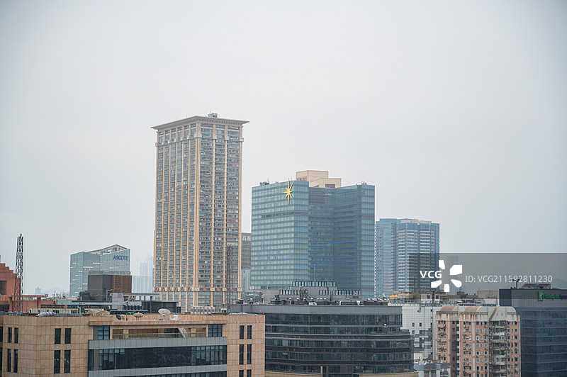 澳门新马路 大三巴 炮台山 博物馆 东望洋灯塔 澳门塔 新葡京图片素材