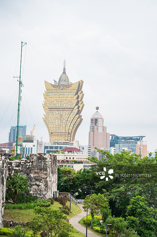 澳门新马路 大三巴 炮台山 博物馆 东望洋灯塔 澳门塔 新葡京图片素材