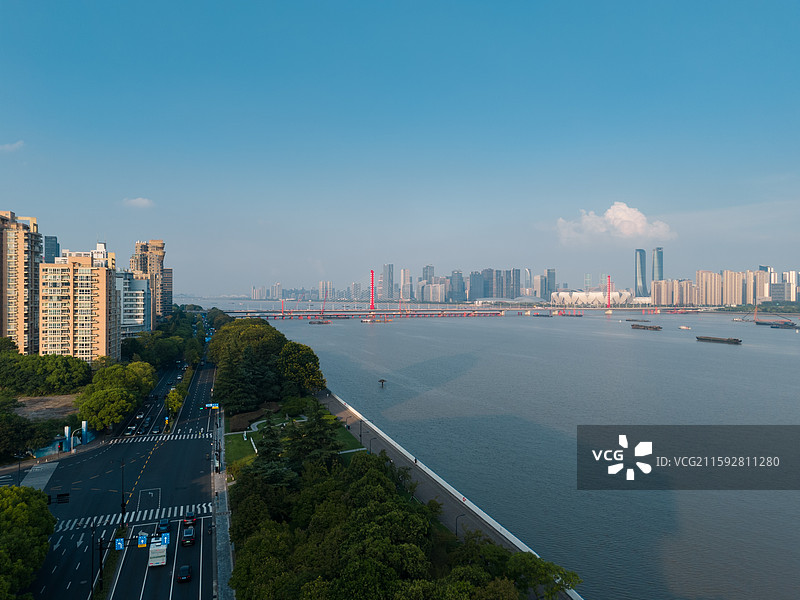 杭州城市江景风光图片素材