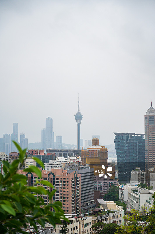 澳门新马路 大三巴 炮台山 博物馆 东望洋灯塔 澳门塔 新葡京图片素材