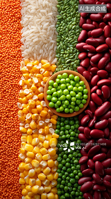 【AI数字艺术】多种谷物豆类展示图片素材