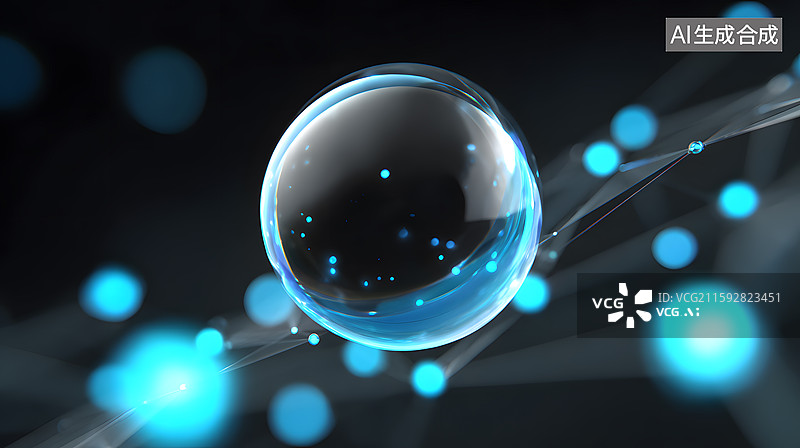 【AI数字艺术】分子光影球图片素材