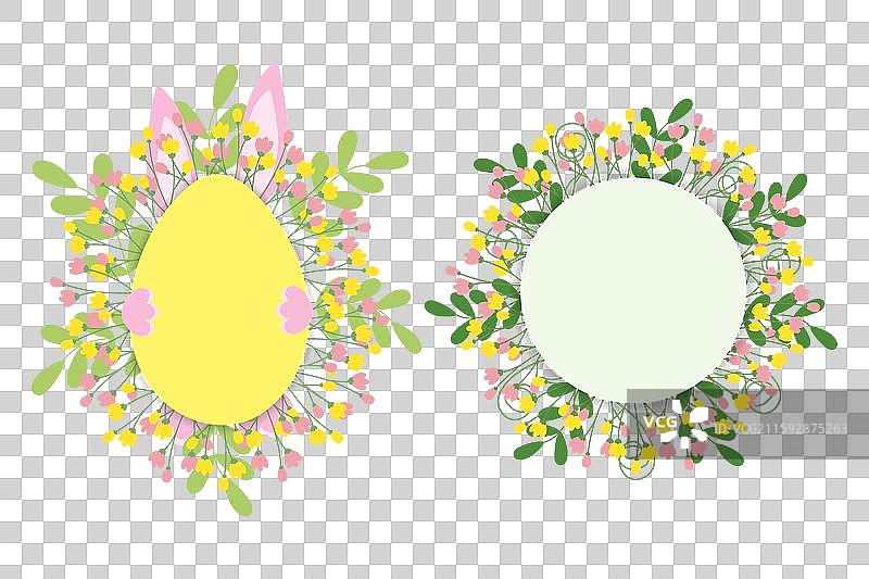 春天的框架圆形和复活节彩蛋形状图片素材