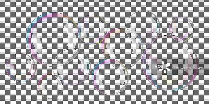 透明的肥皂泡漂浮在洗衣上图片素材